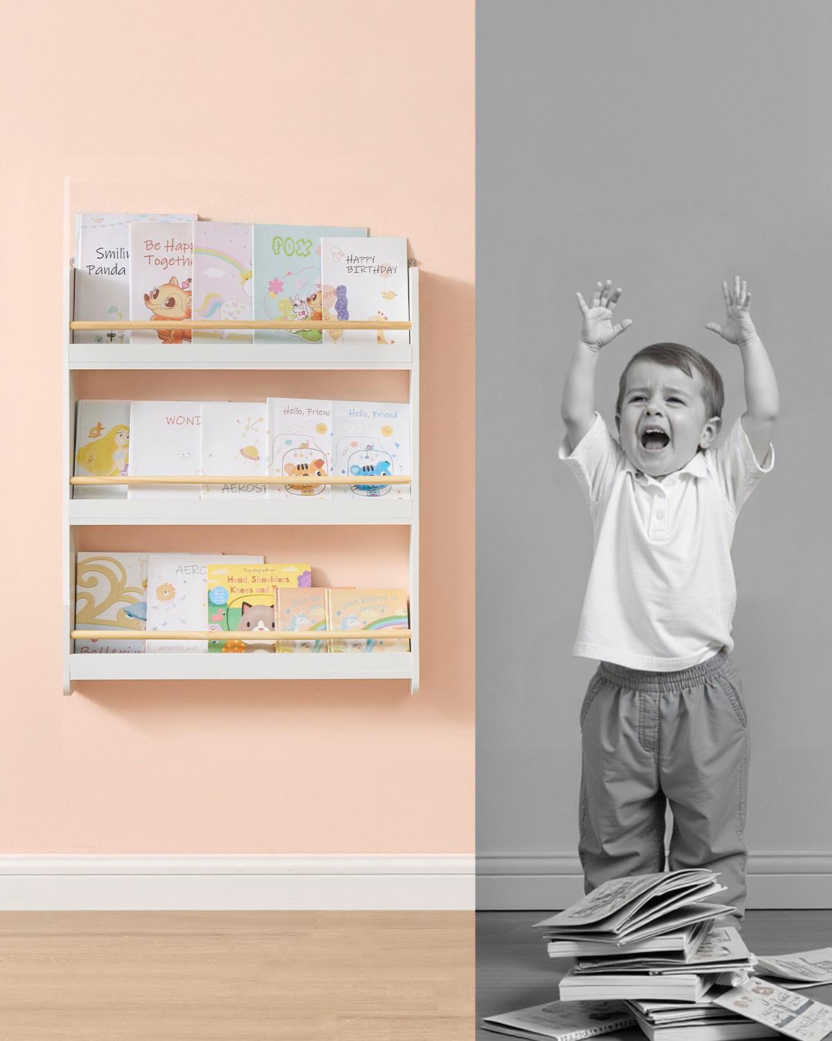 Kinderregal Kid Bookcase Naturfarben/Weiß B: 60 cm - Naturfarben/Weiß, MODERN, Holz/Holzwerkstoff (60/75/12cm) - MID.YOU