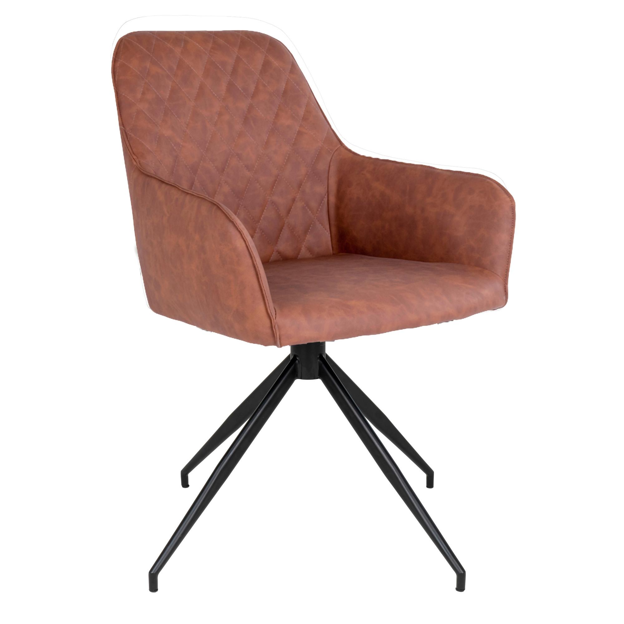 Armlehnstuhl Harbo Cognac B: 56 cm - Cognac/Schwarz, MODERN, Textil/Metall (56/89/62cm) - MID.YOU