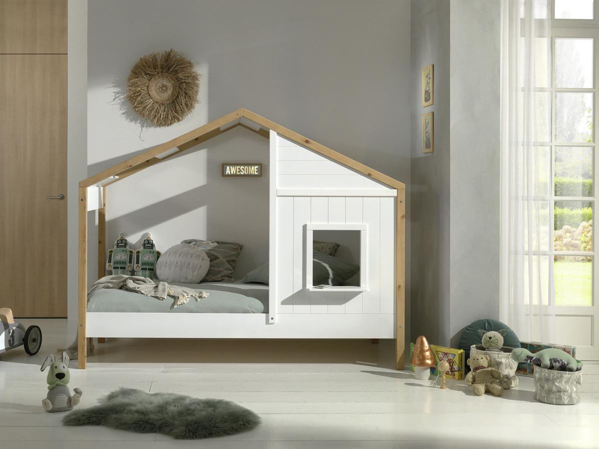 Hausbett Babs 90x200 cm Weiß - Eichefarben/Weiß, MODERN, Holz/Holzwerkstoff (90/200cm) - MID.YOU
