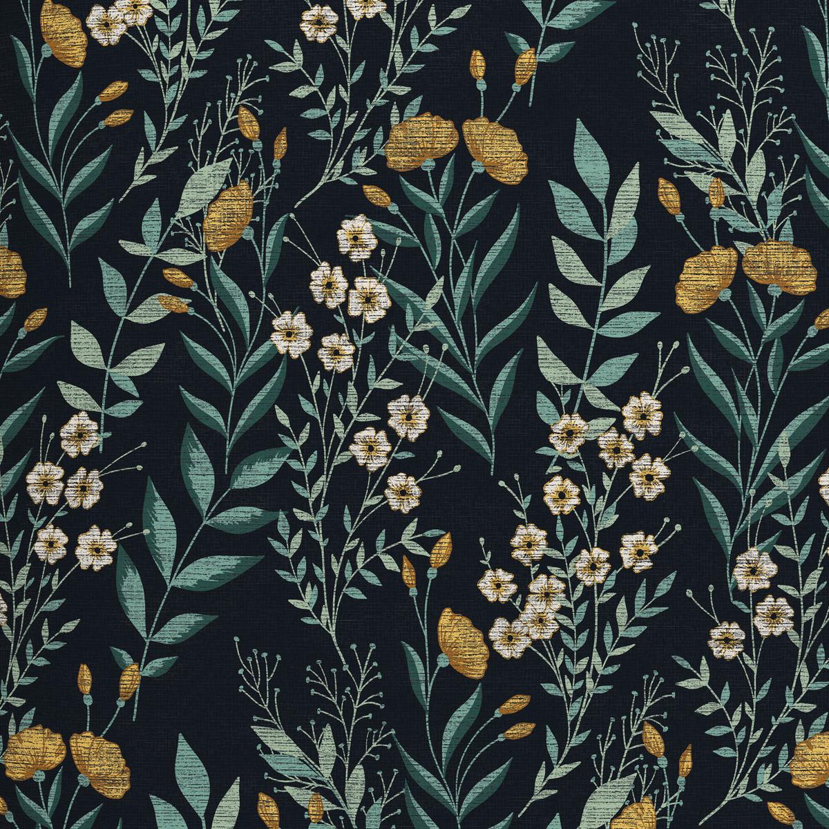 Satin Bettwäsche 140x200 cm Olivia Dunkelblau Blumen - Dunkelblau, ROMANTIK / LANDHAUS, Textil (140/200cm) - James Wood