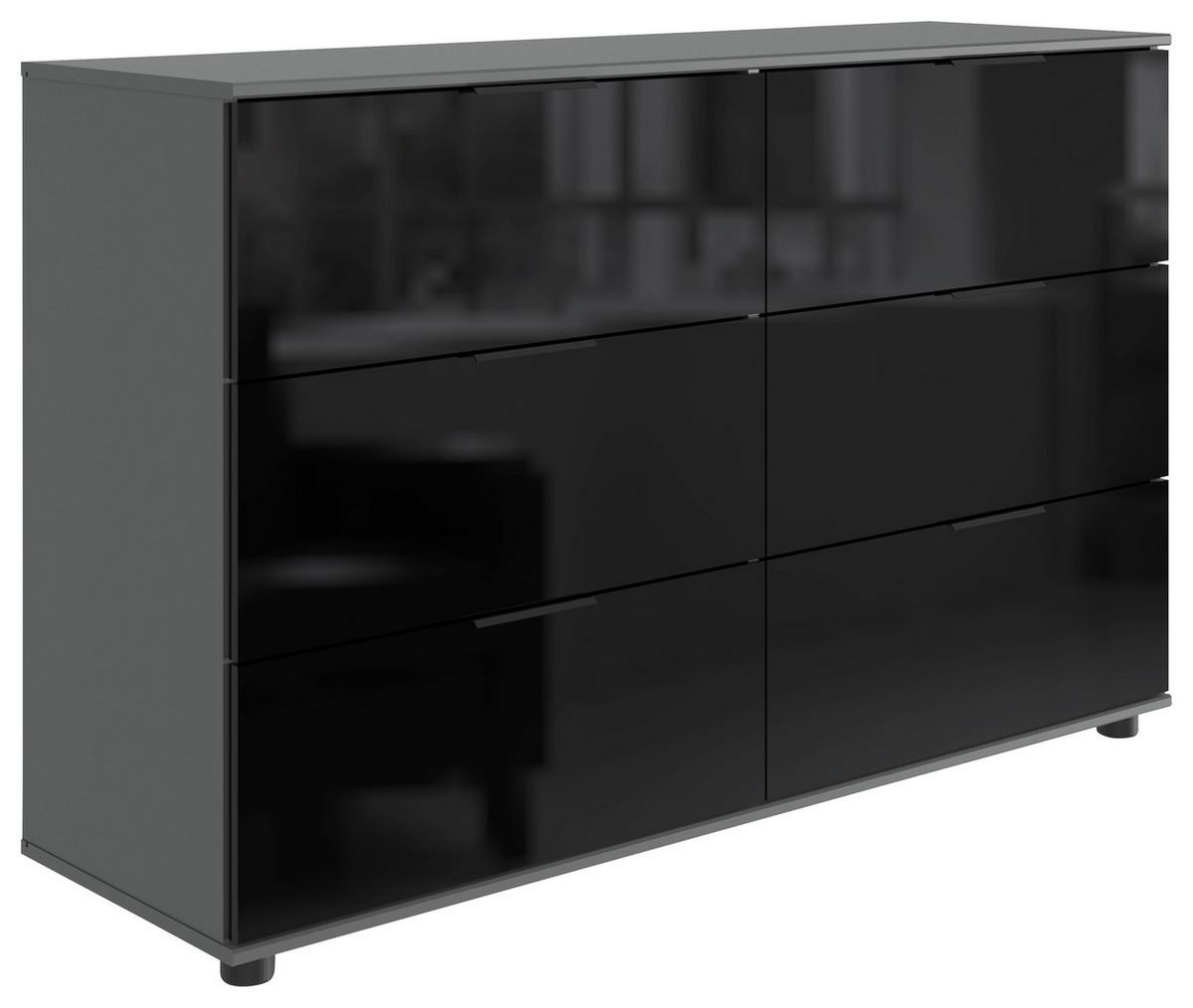 Komód Barcelona 130/80cm - grafitszürke, Basics, faalapú anyag/Üveg (130/83/41cm) - Livetastic