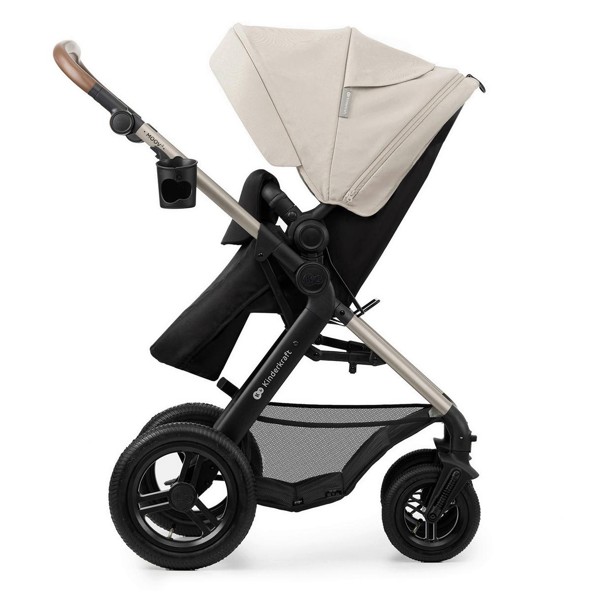 Kinderwagenset schwarz/grau 7 tlg. - Greige/Goldfarben, Basics, Textil/Metall (86,5/86,5/106cm) - Kinderkraft