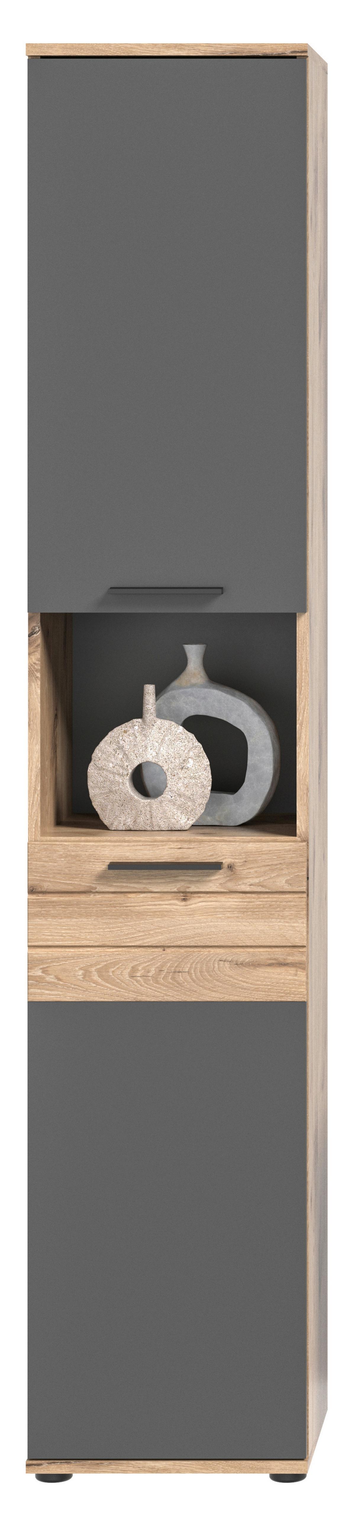 Badezimmer Mason Eiche Dekor Grau - Eichefarben/Schwarz, MODERN, Glas/Holzwerkstoff (97cm) - MID.YOU