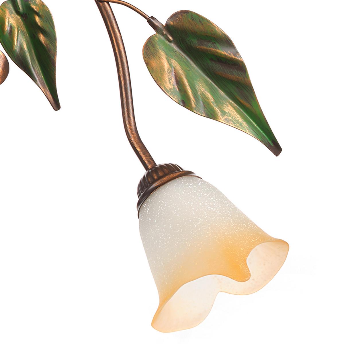 Deckenleuchte 4620/Pl3 - Bronzefarben/Olivgrün, Natur, Glas/Metall (50/20/50cm)