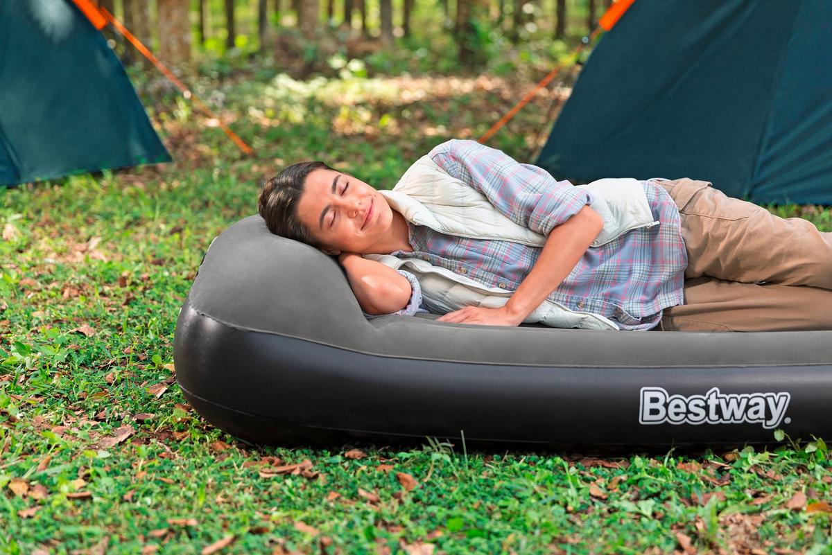 Luftbett Lukas 188x99x30 cm Bis 300kg, inkl. Pumpe - Dunkelgrau/Schwarz, KONVENTIONELL, Kunststoff (188/99cm) - Bestway