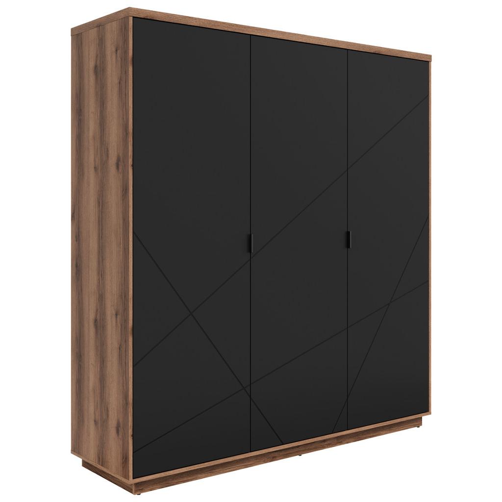 Drehtürenschrank 180cm Forn Schwarz/Eichefarben