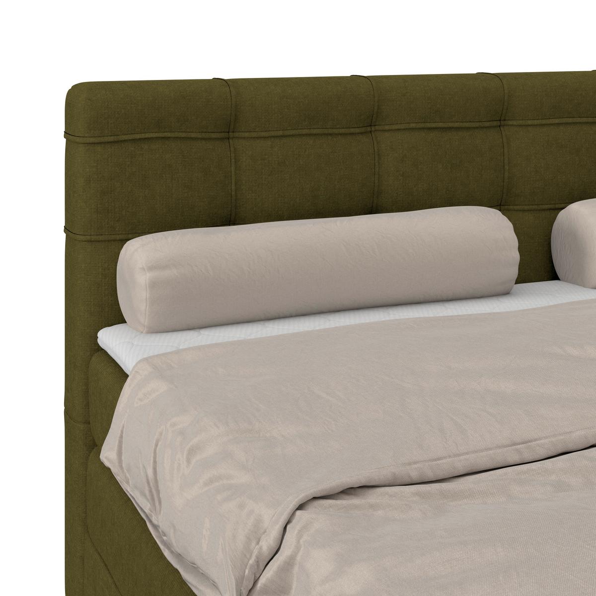Boxspringbett MITTO Moosgrün 180x200 cm - Schwarz/Grün, KONVENTIONELL, Textil/Metall (180/200cm)
