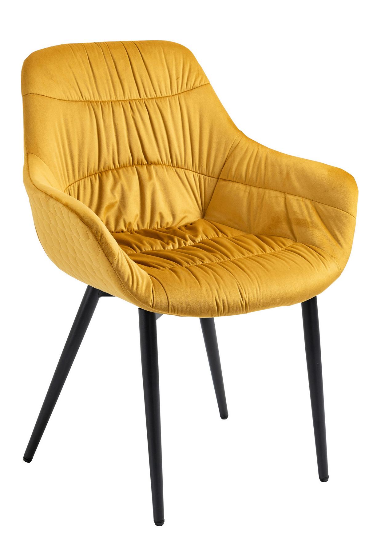 Tischgruppe Akazie Massiv/Senfgelb 5--Teilig. - Senfgelb/Naturfarben, MODERN, Holz/Textil (160/85/76,5cm) - Livetastic