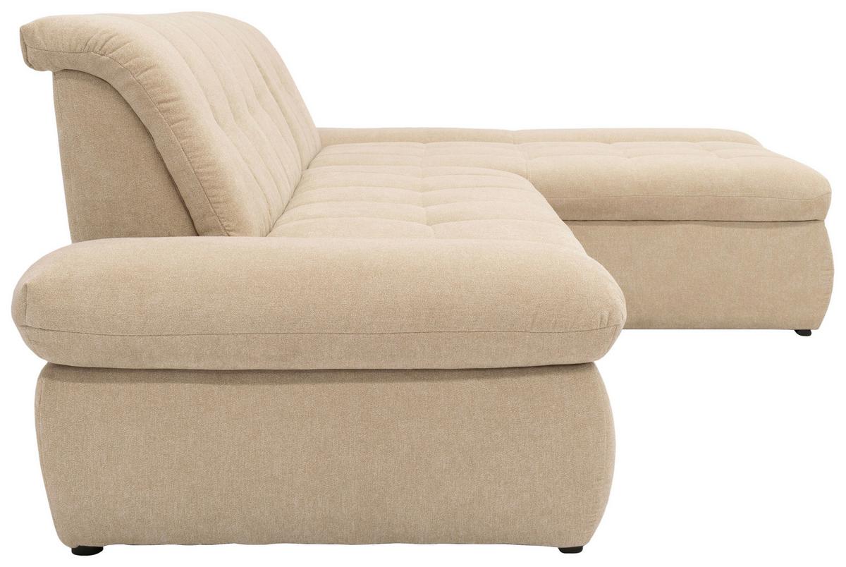 Ecksofa mit Schlaffunktion Moric Beige Mikrofaser - Chromfarben/Beige, KONVENTIONELL, Textil (300/172cm) - MID.YOU