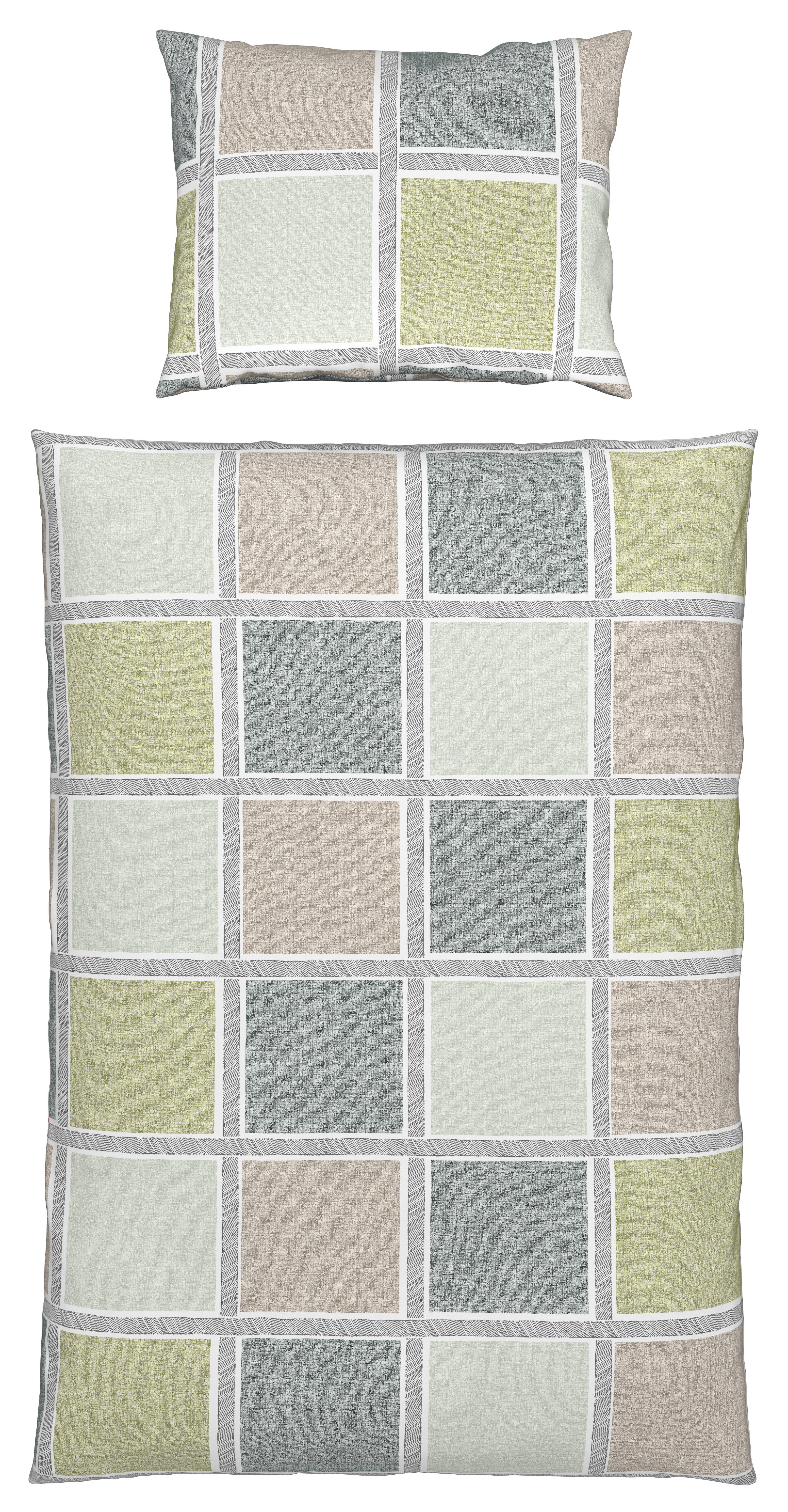 Bettwäsche 140x200 cm Kamina Renforce, Grün - Grün, MODERN, Textil - Luca Bessoni