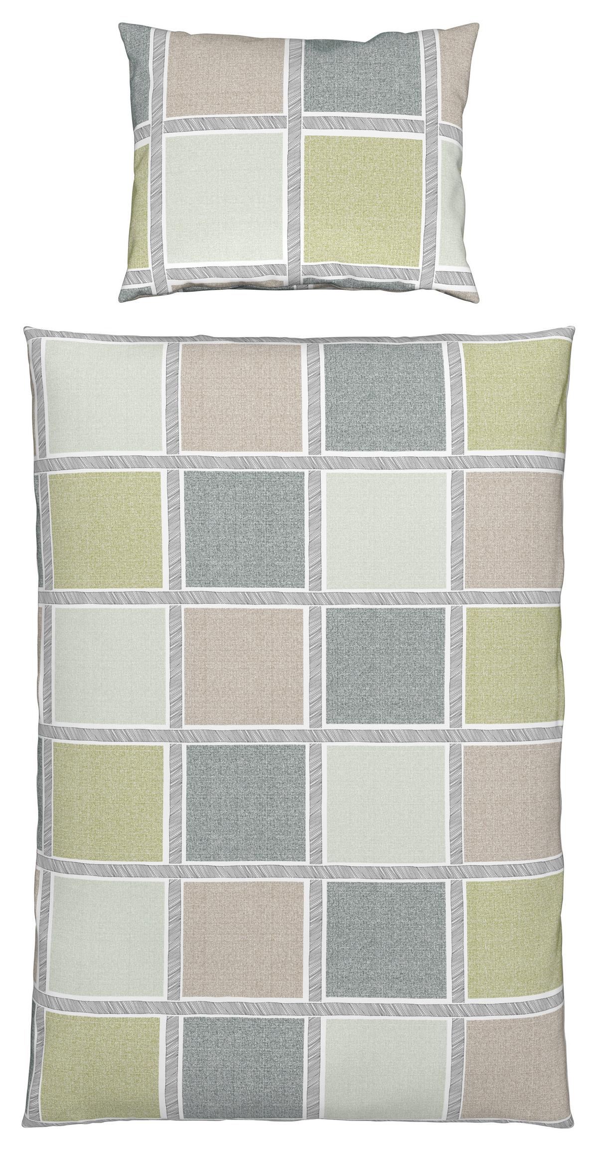 Bettwäsche 140x200 Cm Kamina Renforce, Grün - Grün, MODERN, Textil - Luca Bessoni