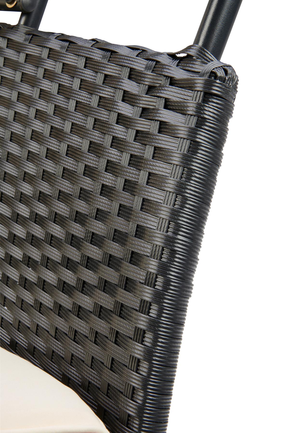 Sonneninsel Bali Schwarz/Beige Polyrattan, verstellbares Dach - Beige/Schwarz, MODERN, Kunststoff/Textil (180/80/81cm) - Luca Bessoni