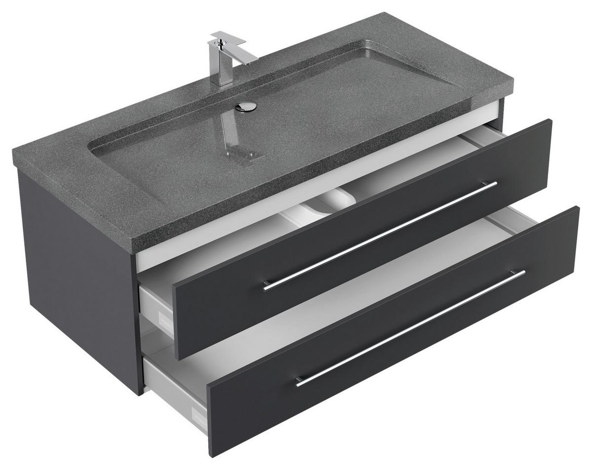 WASCHTISCHKOMBI Yamo, Graphitfarben B: 130cm - Graphitfarben, Basics, Holzwerkstoff/Stein (130cm) - MID.YOU