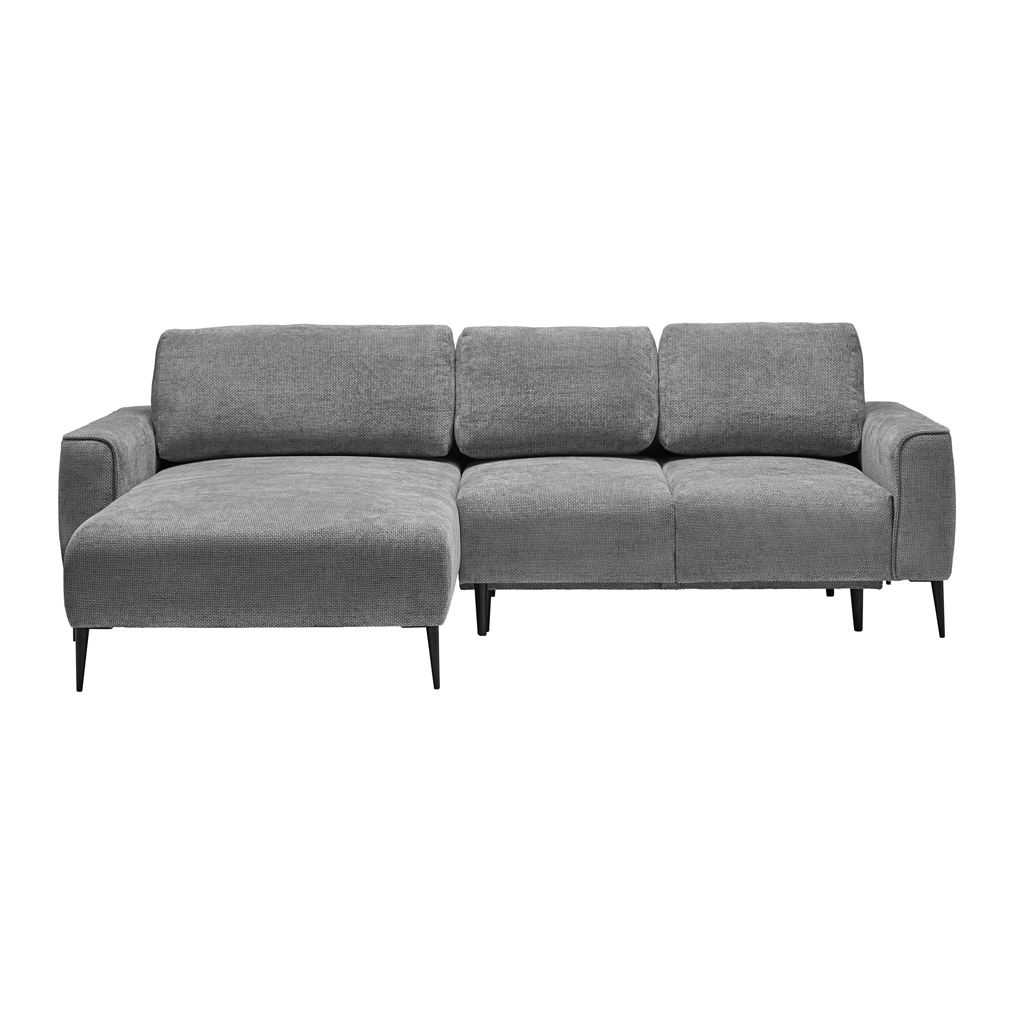 Rohová sedačka CUSTOM, levá, šedá žinylka - šedá/černá, Moderní, kov/textil (164/255cm) - Mömax