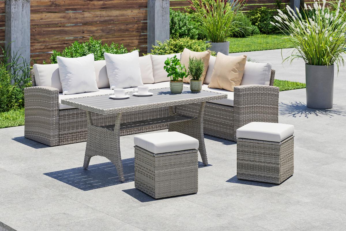 TERASOVÁ SEDACÍ SOUPRAVA ALEX - šedá, Moderní, textil/plast (179/73/68cm) - Mömax