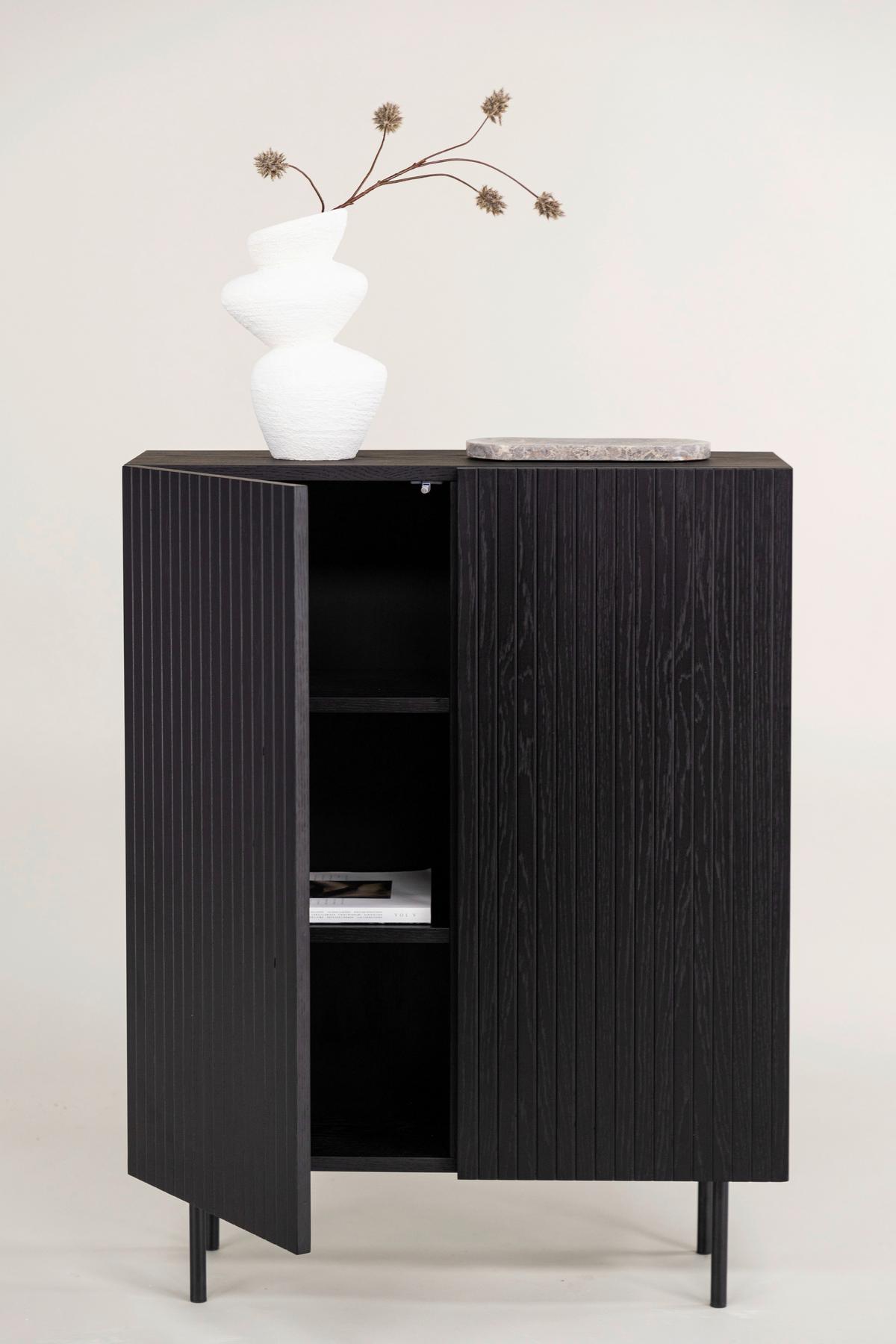 Highboard Björkön - Schwarz, Design, Holzwerkstoff/Metall (80/103/30cm) - Livetastic