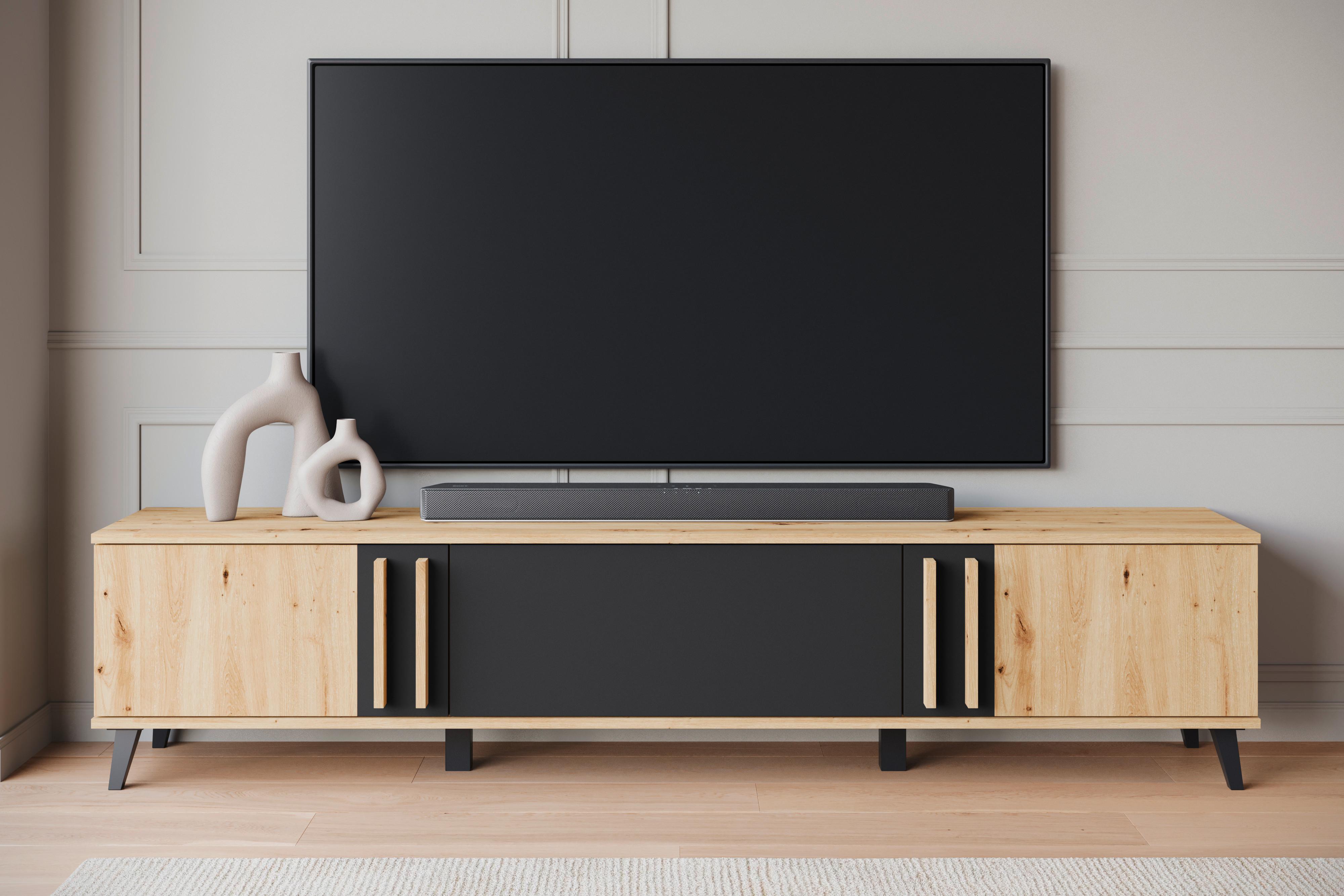 Lowboard Helsinki 183 Eiche Artisan/Schwarz B:180 cm