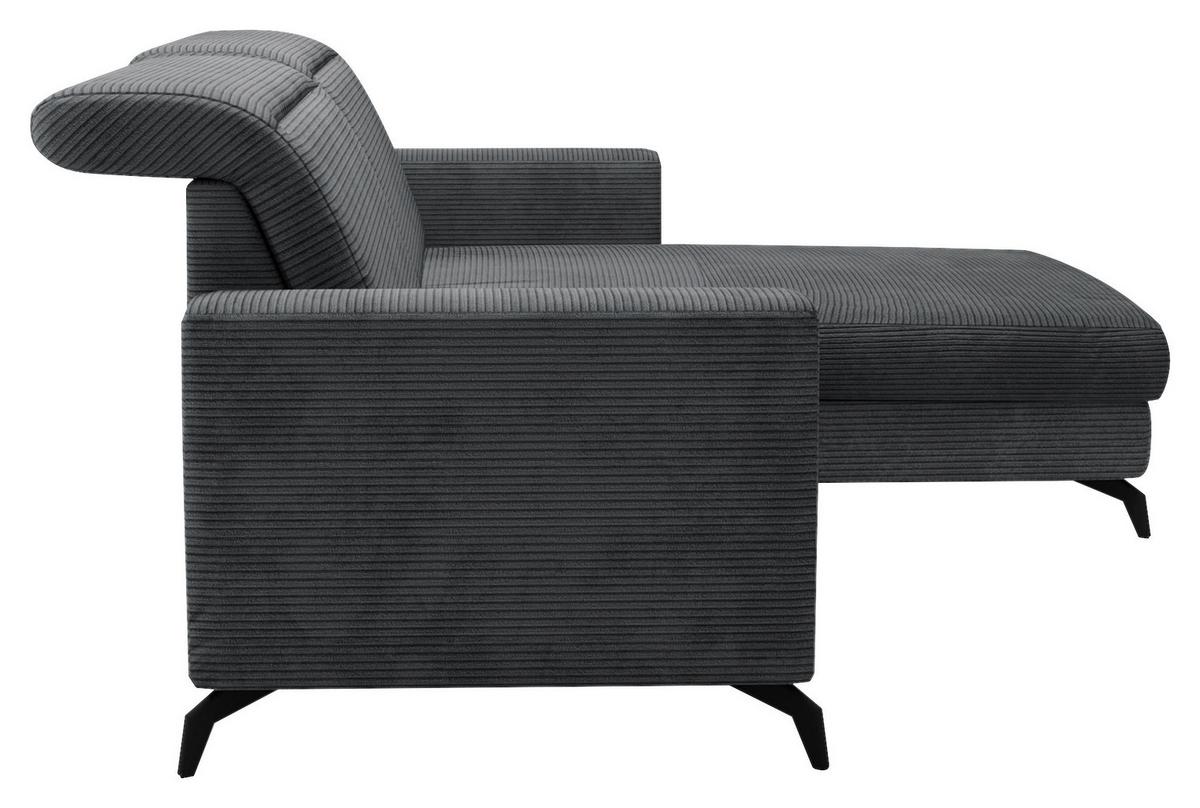 Ecksofa Bolero grau mit Kopfteilverstellung 290x178 cm - Schwarz/Grau, KONVENTIONELL, Textil (290/178cm) - Sit & More