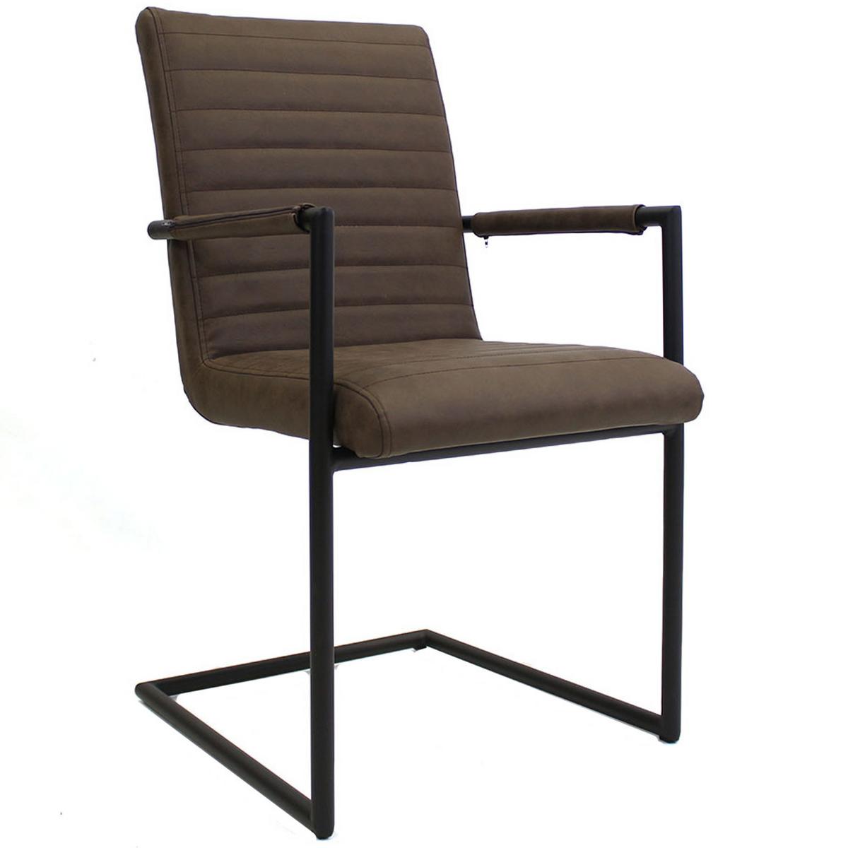 Armlehnstuhl Bars Graubraun Gepolstert 2er-Set - Taupe/Hellbraun, LIFESTYLE, Kunststoff/Textil (54/97/57cm) - MID.YOU