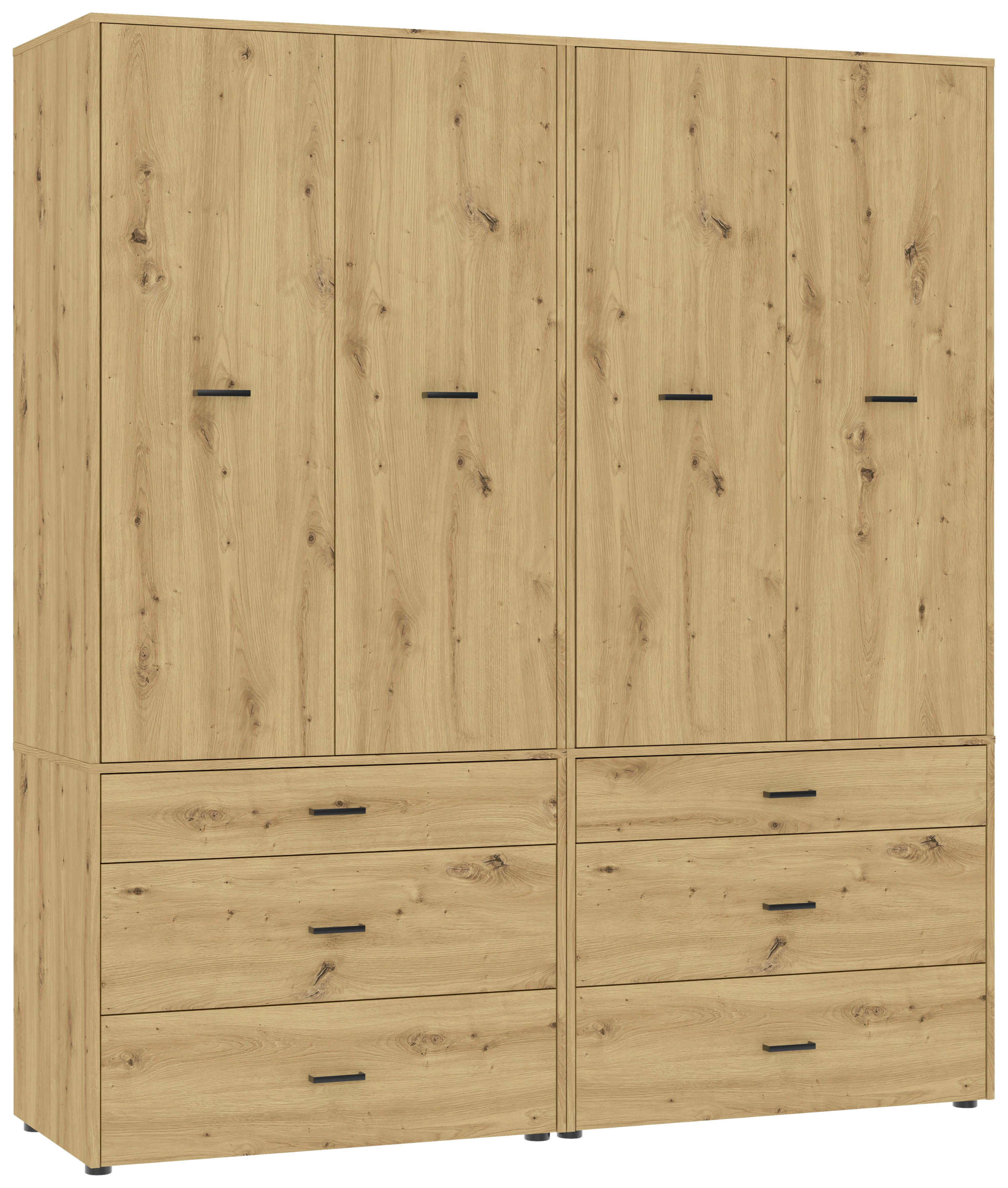 Kleiderschrank Kivo Eiche Artisan Dekor, B: 180 cm - Eiche Artisan, Basics, Holzwerkstoff (180/199,6/52,1cm)