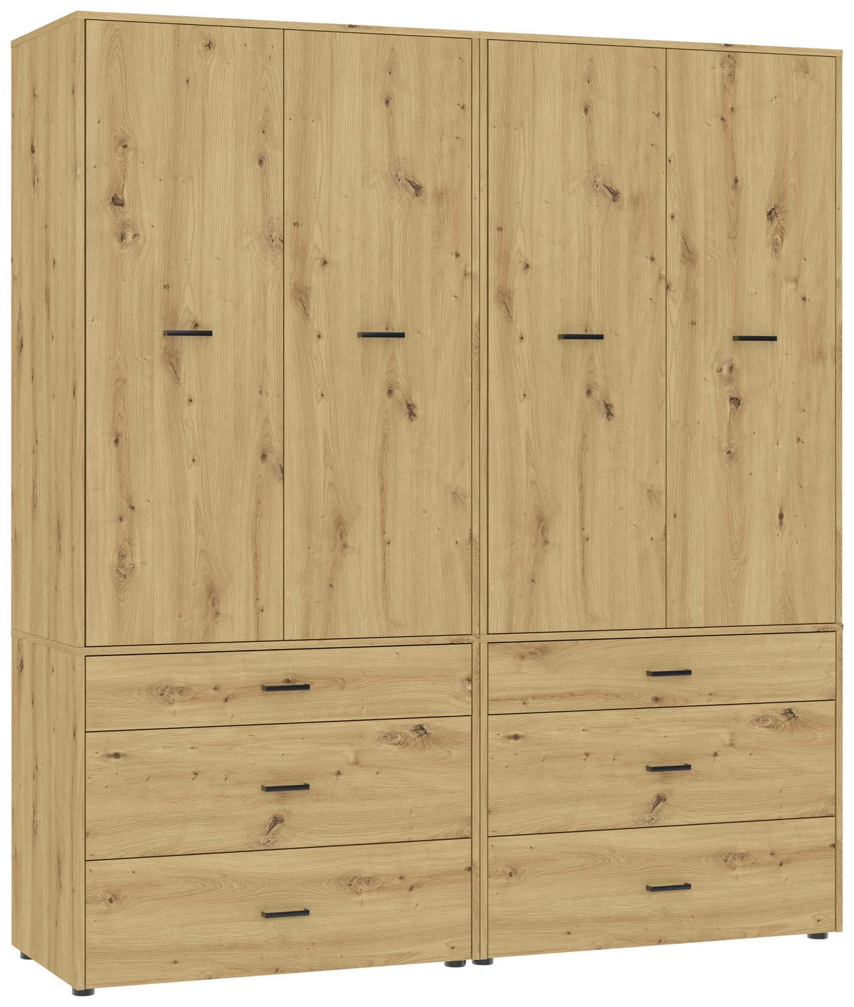 Kleiderschrank Kivo Eiche Artisan Dekor, B: 180 Cm - Eiche Artisan, Basics, Holzwerkstoff (180/199,6/52,1cm)