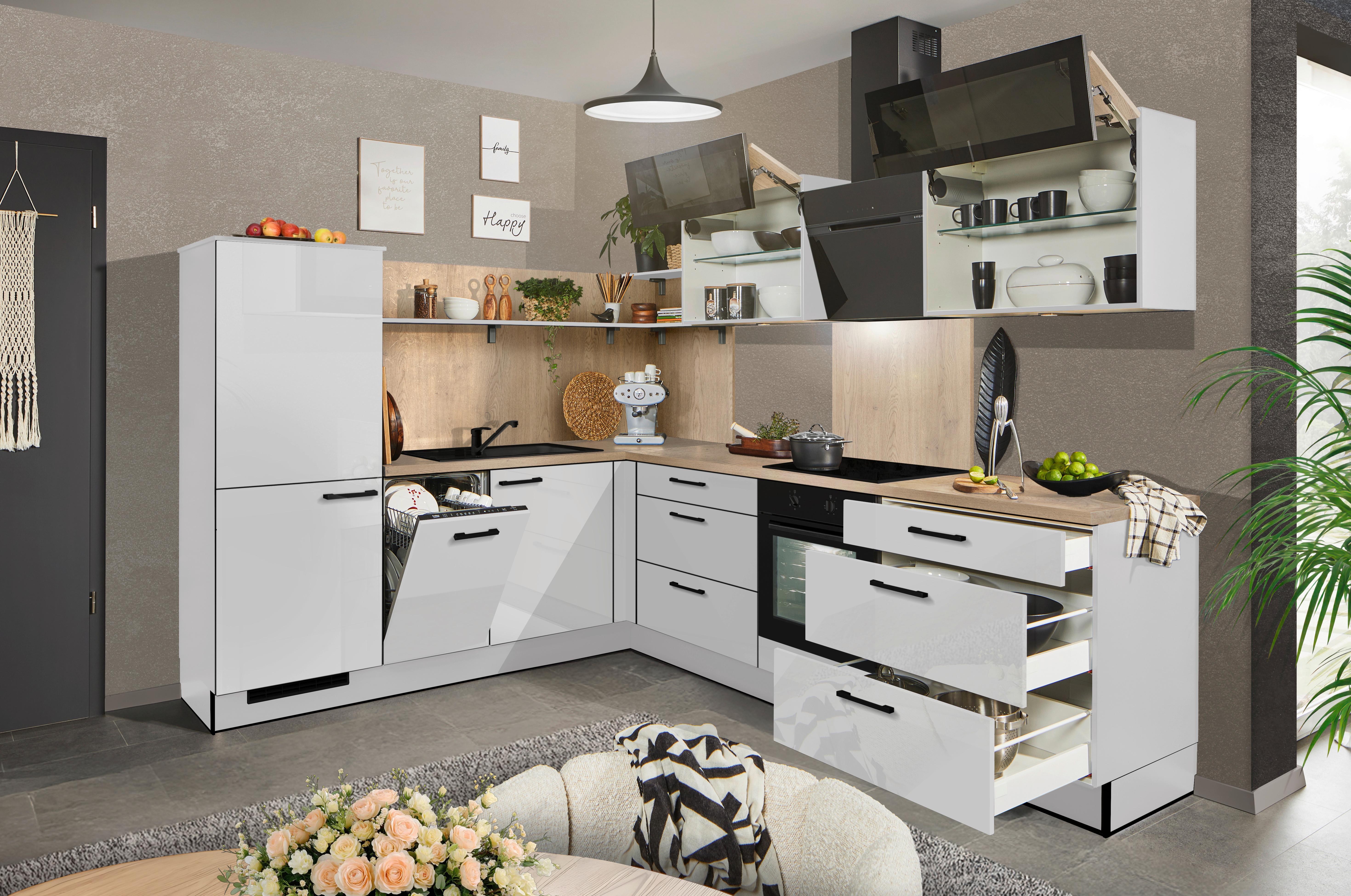 Eckküche Pn215/pn100 - Eichefarben/Hellgrau, MODERN, Holzwerkstoff (230/285cm) - Pino