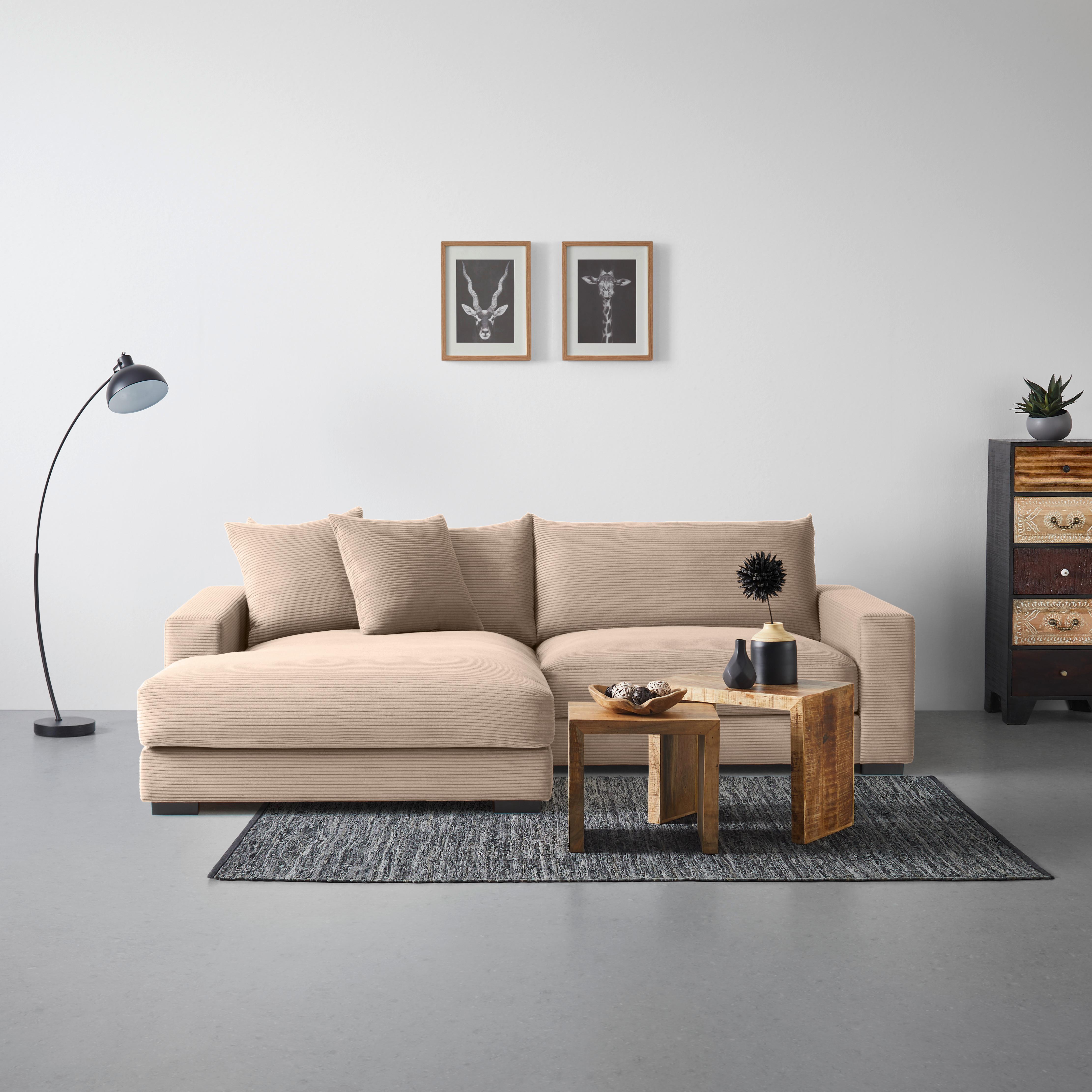 Rohová sedačka PEDRO, ľavá, karamelový menčester - karamelová, Modern, textil (180/83/265cm) - Mömax