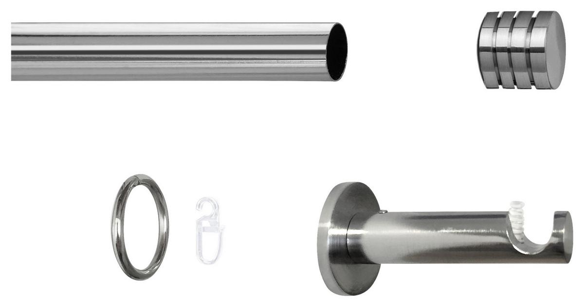 Rundstangengarnitur 1-Lfg Vera Edelstahlfarben L: 160 cm - Edelstahlfarben, KONVENTIONELL, Metall (160cm) - James Wood