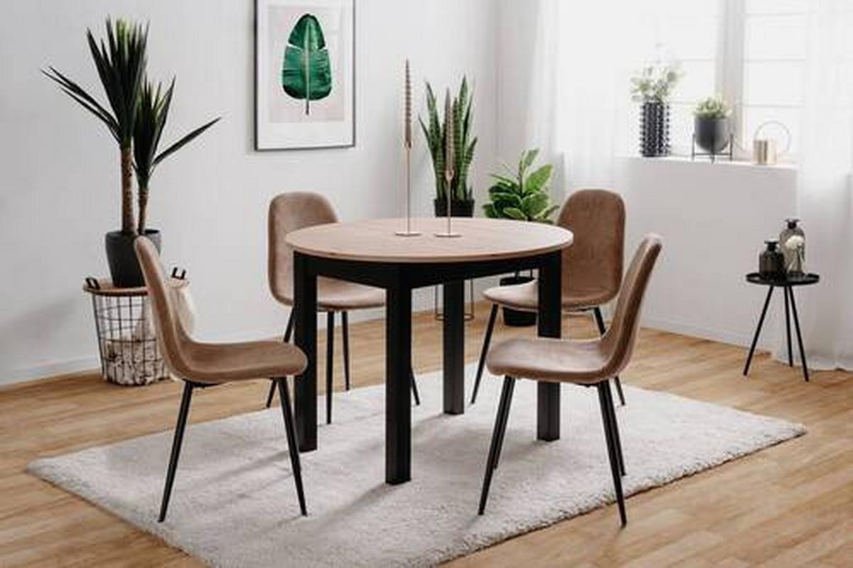 Esstisch Coburg 100 - Schwarz/Eiche Artisan, Basics, Holzwerkstoff (100/75cm) - MID.YOU