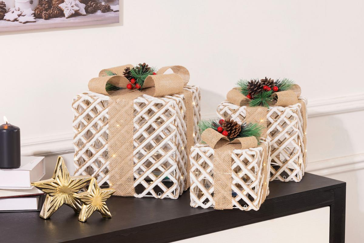 Dekogeschenkbox Rafiki - Beige/Rot, KONVENTIONELL, Naturmaterialien/Kunststoff (20/20/23cm) - Luca Bessoni