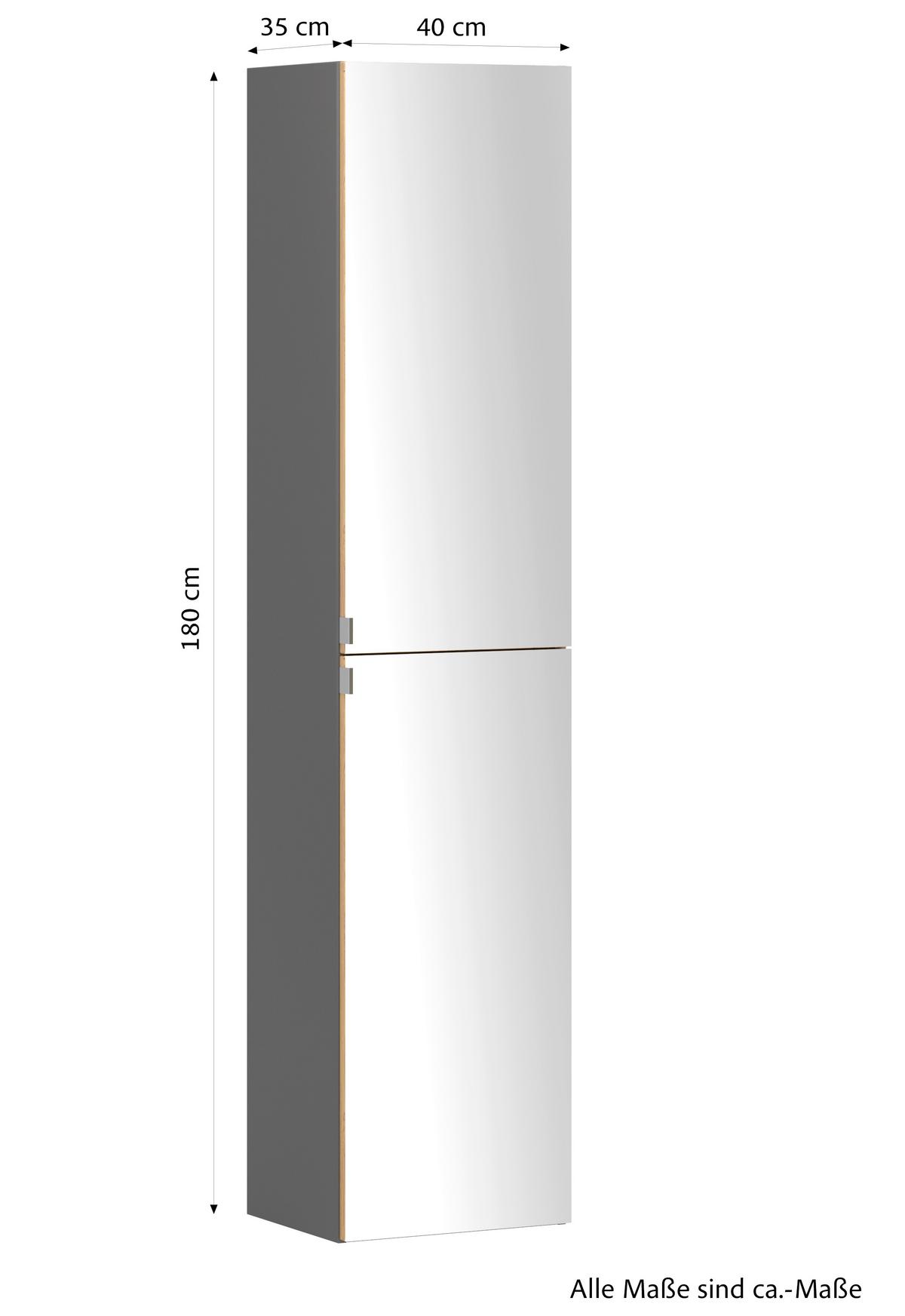 Spiegelschrank Verona Grau B: 40cm - Wildeiche/Weiß, Trend, Holzwerkstoff (40/180/35cm) - Held