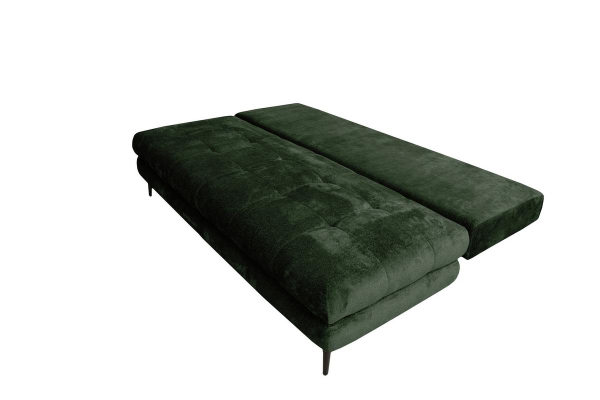 Rozkládací pohovka PERLA, tmavě zelený velur - černá/tmavě zelená, Konvenční, kov/textil (203/94/96cm)