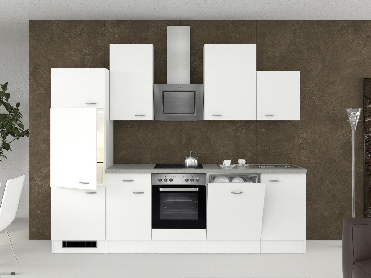 Küchenzeile Wito mit Geräten 280 cm Weiß/Grau Modern - Hellgrau/Weiß, MODERN, Holzwerkstoff (280cm) - FlexWell