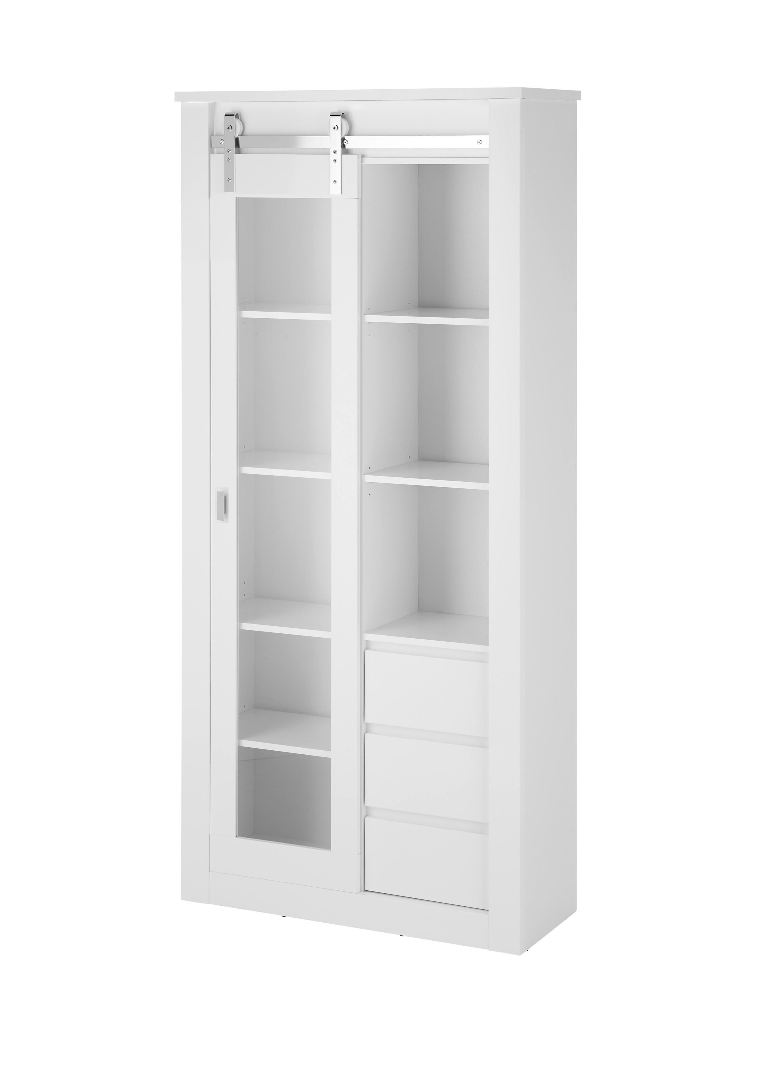 VITRINE Daytona Weiß HG B: 93cm - Weiß Hochglanz/Weiß, Design, Holzwerkstoff (93/201/38cm) - Livetastic