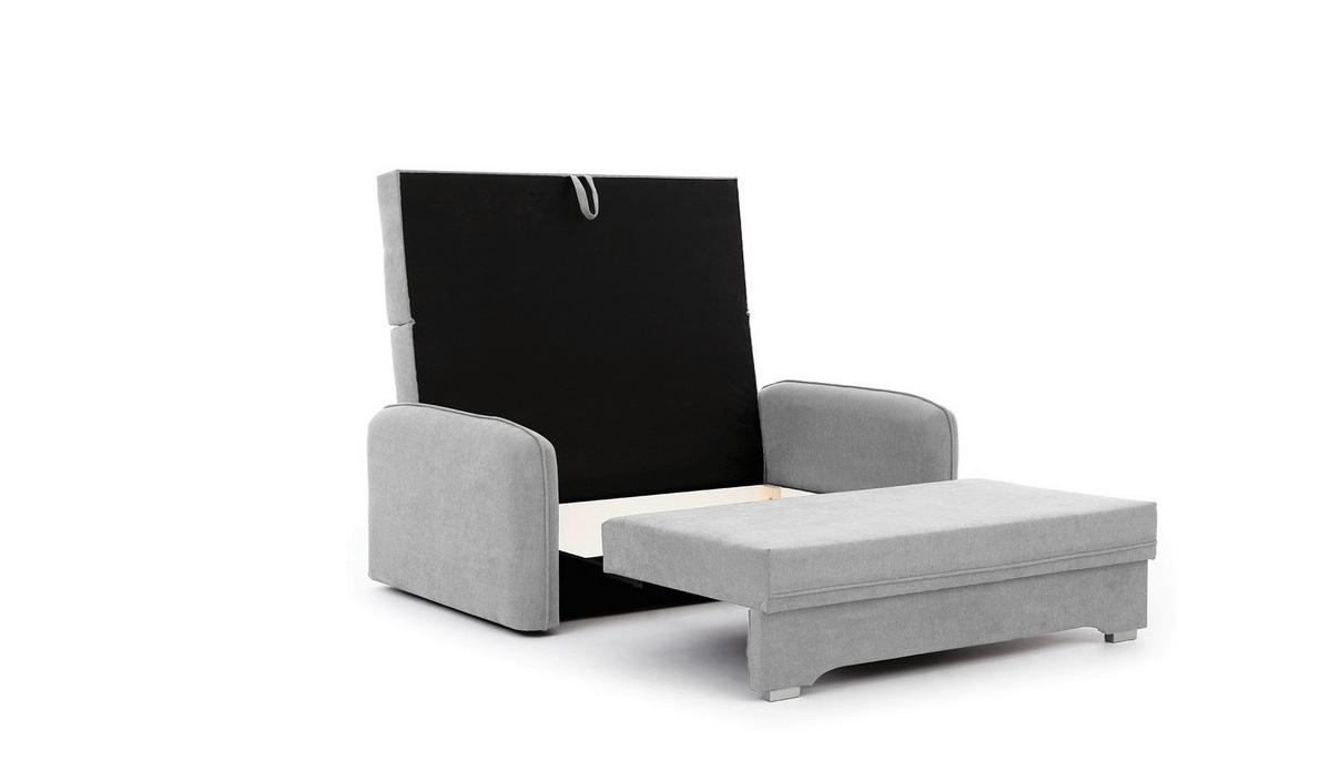 Schlafsofa Laine Hellgrau, B: 155 cm - Silberfarben/Hellgrau, Design, Textil (155/105/75cm) - MID.YOU