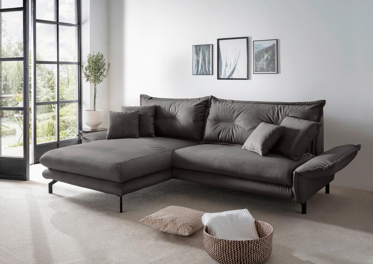 Ecksofa Lava Anthrazit S: 180x255cm - Anthrazit/Schwarz, MODERN, Textil (180/255cm) - Livetastic