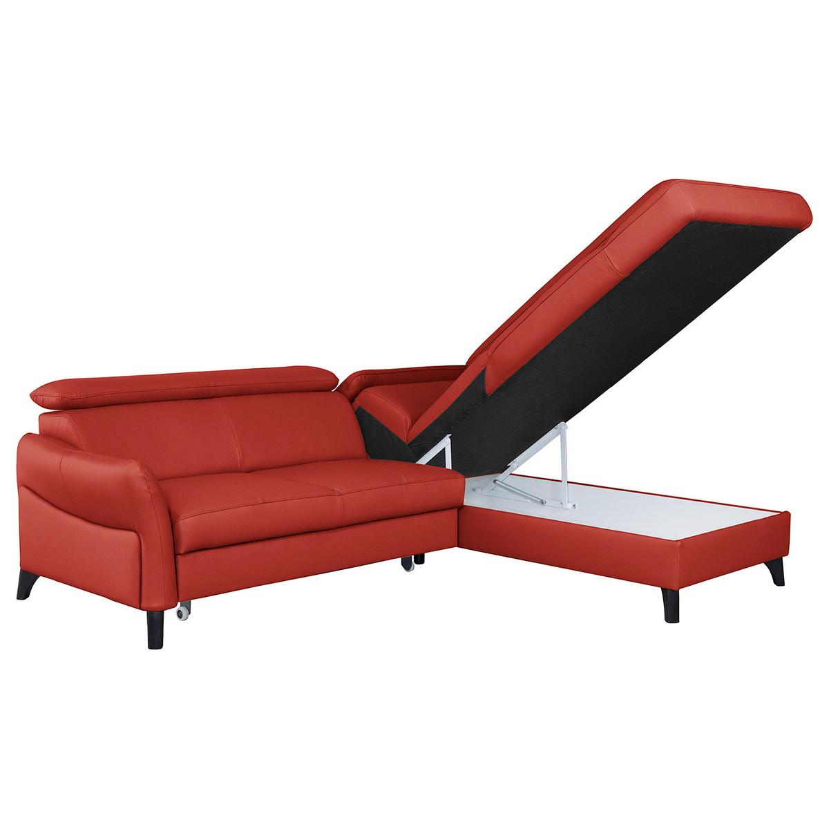 Ecksofa Note New Teilleder Rot 244x199 - Rot/Schwarz, Design, Leder/Textil (244/199cm) - Livetastic