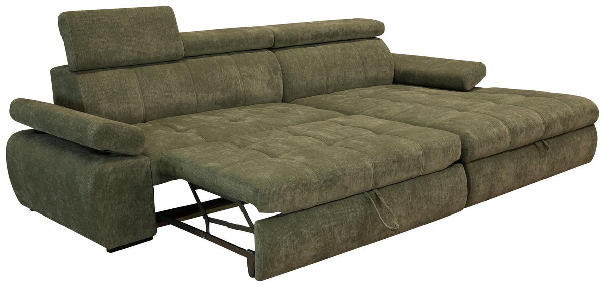 Rohová sedačka VEGAS, pravá, lesní zelená žinylka - černá/lesní zelená, Design, dřevo/textil (294/173cm)