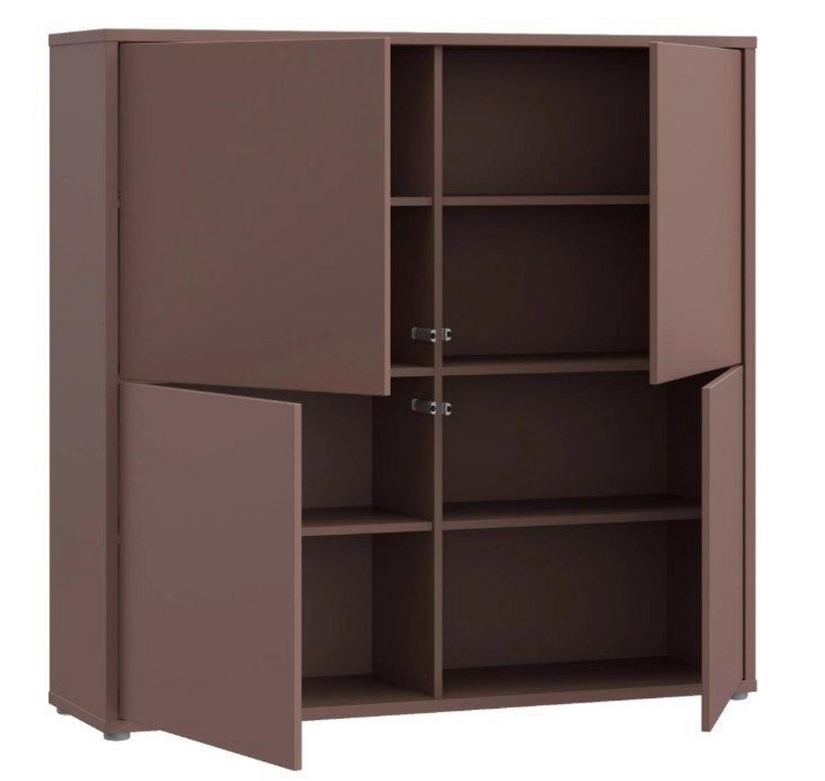 Vysoká komoda farba terracotta - béžovohnedá/terakotová, Modern, kompozitné drevo (124,5/121,5/34,9cm)