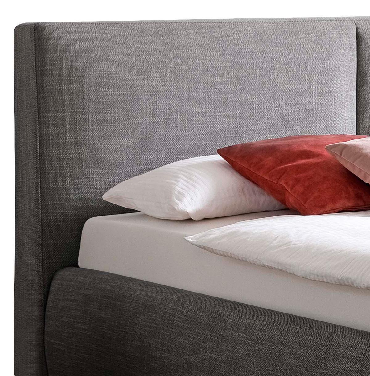 Polsterbett Mit Lattenrost + Bettkasten 180x200 Atesio - Anthrazit/Naturfarben, MODERN, Holz/Textil (180/200cm) - Livetastic