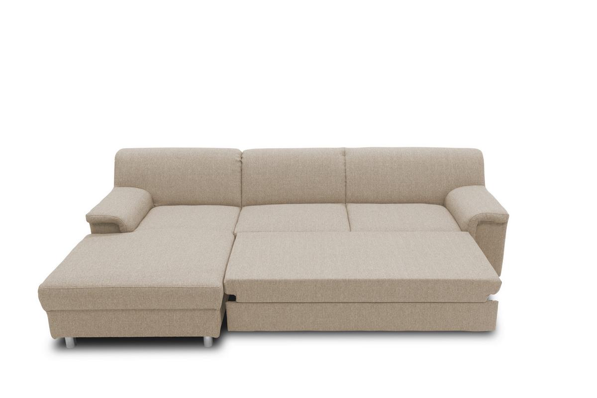 Eckosfa Mit Schlaffunktion Jamie Beige Webstoff - Chromfarben/Beige, KONVENTIONELL, Textil (150/252cm) - MID.YOU