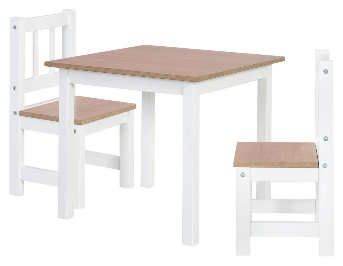 DĚTSKÁ SEDACÍ SOUPRAVA WOODY - bílá/světle hnědá, kompozitní dřevo (28.5null)