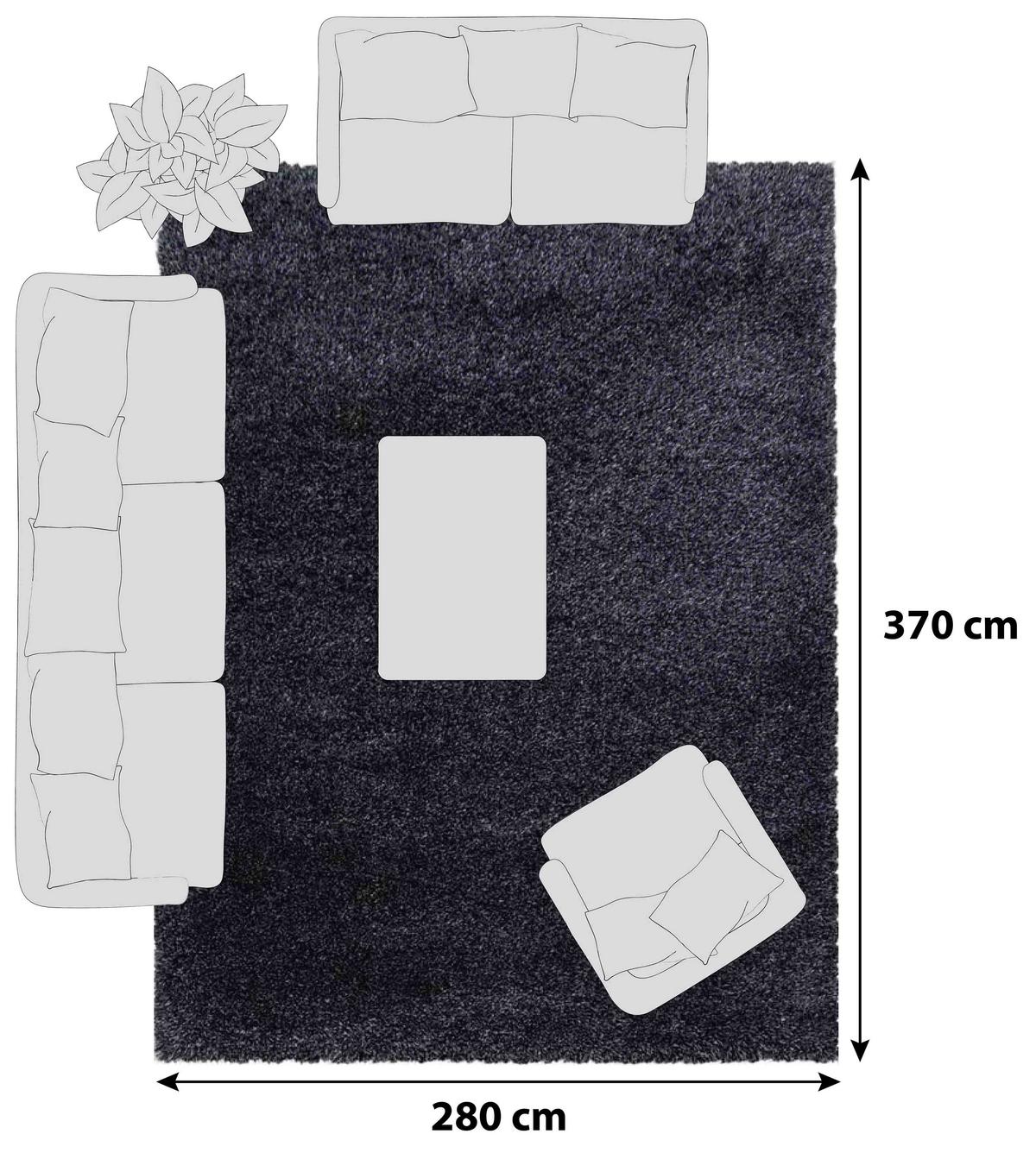 Hochflor Teppich Anthrazit Naturfaser Fluffy 280x370 cm - Anthrazit, Basics, Textil (280/370cm)
