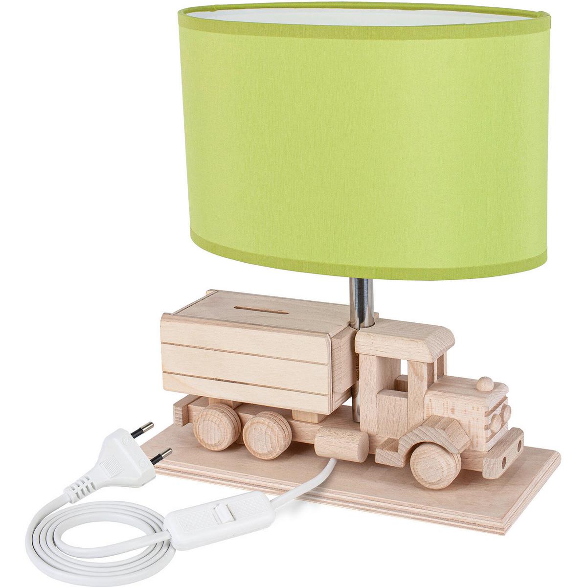 Kindertischleuchte 4112425 Lkw Mit Spardose - Naturfarben/Grün, Natur, Holz/Holzwerkstoff (32/14/27cm)