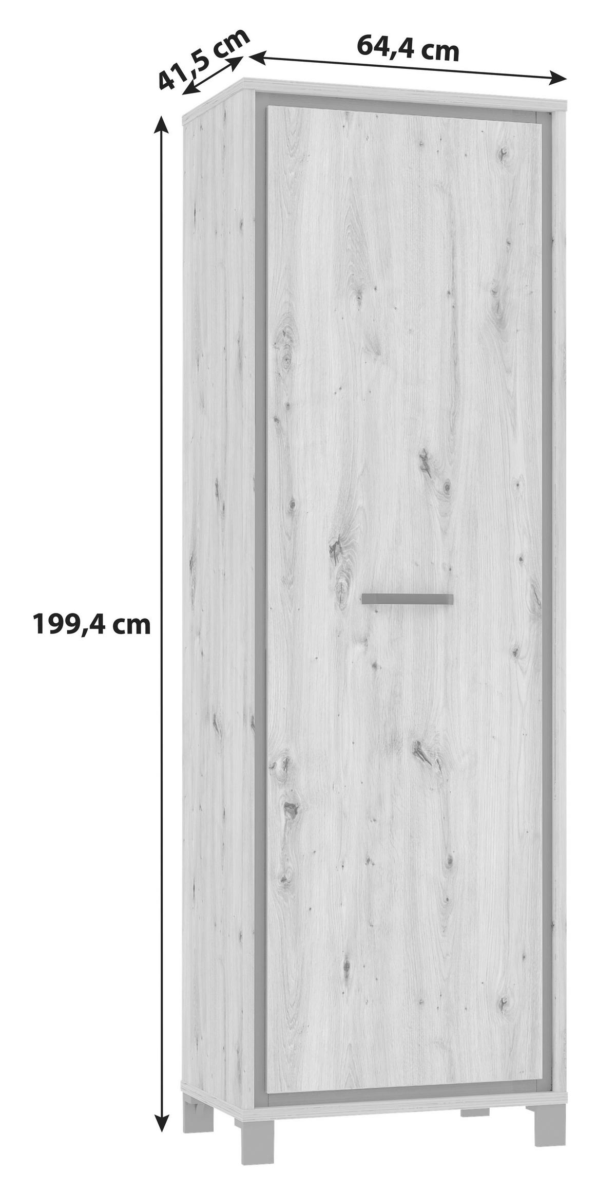 Garderobenschrank Trondheim Eiche Dekor B: 64,4 Cm - Eichefarben/Schwarz, Basics, Holzwerkstoff/Kunststoff (64,4/199,4/41,5cm) - Livetastic