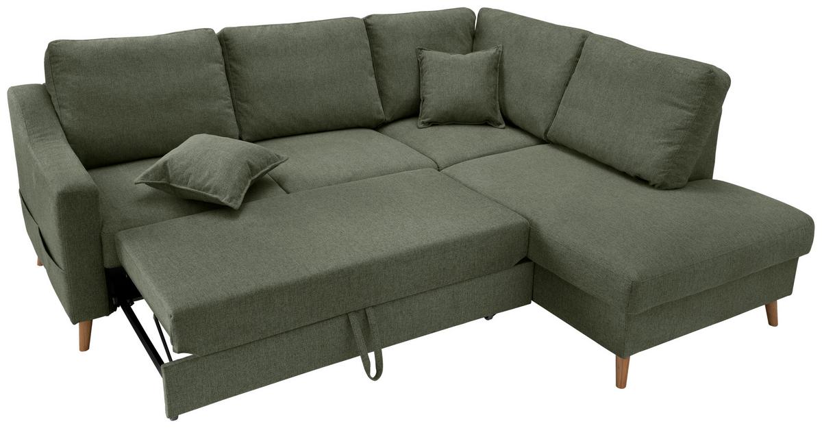 Ecksofa Valentina Dunkelgrün S: 230x200 Cm - Dunkelgrün/Naturfarben, MODERN, Textil (230/200cm) - Livetastic