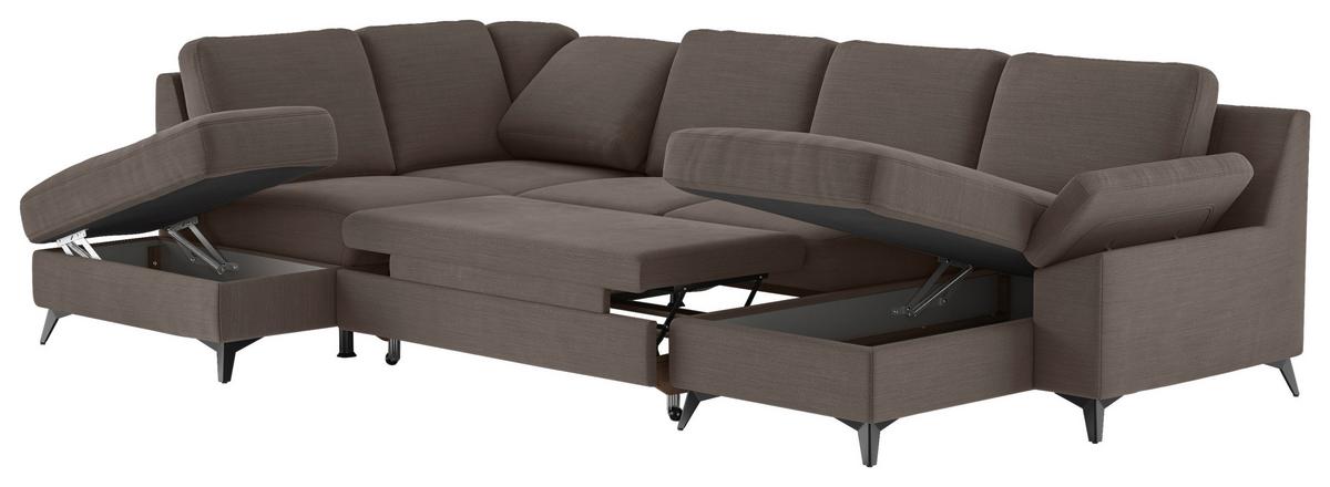 Wohnlandschaft Boom, Taupe 204x309x156 cm - Taupe/Schwarz, KONVENTIONELL, Textil (204/309/156cm) - Cotta