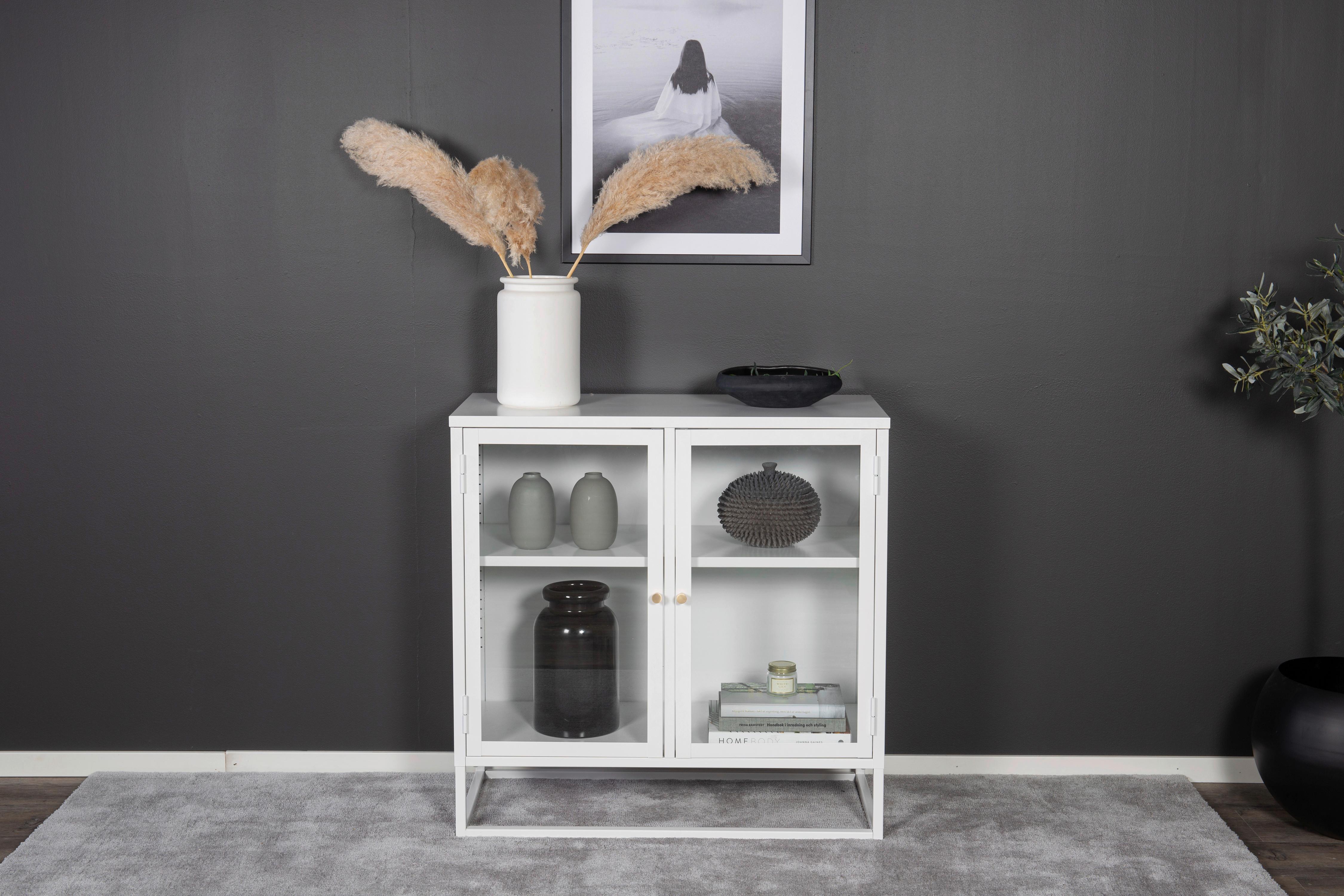 Sideboard Bakal - Weiß, Design, Glas/Metall (85/85/40cm) - Livetastic