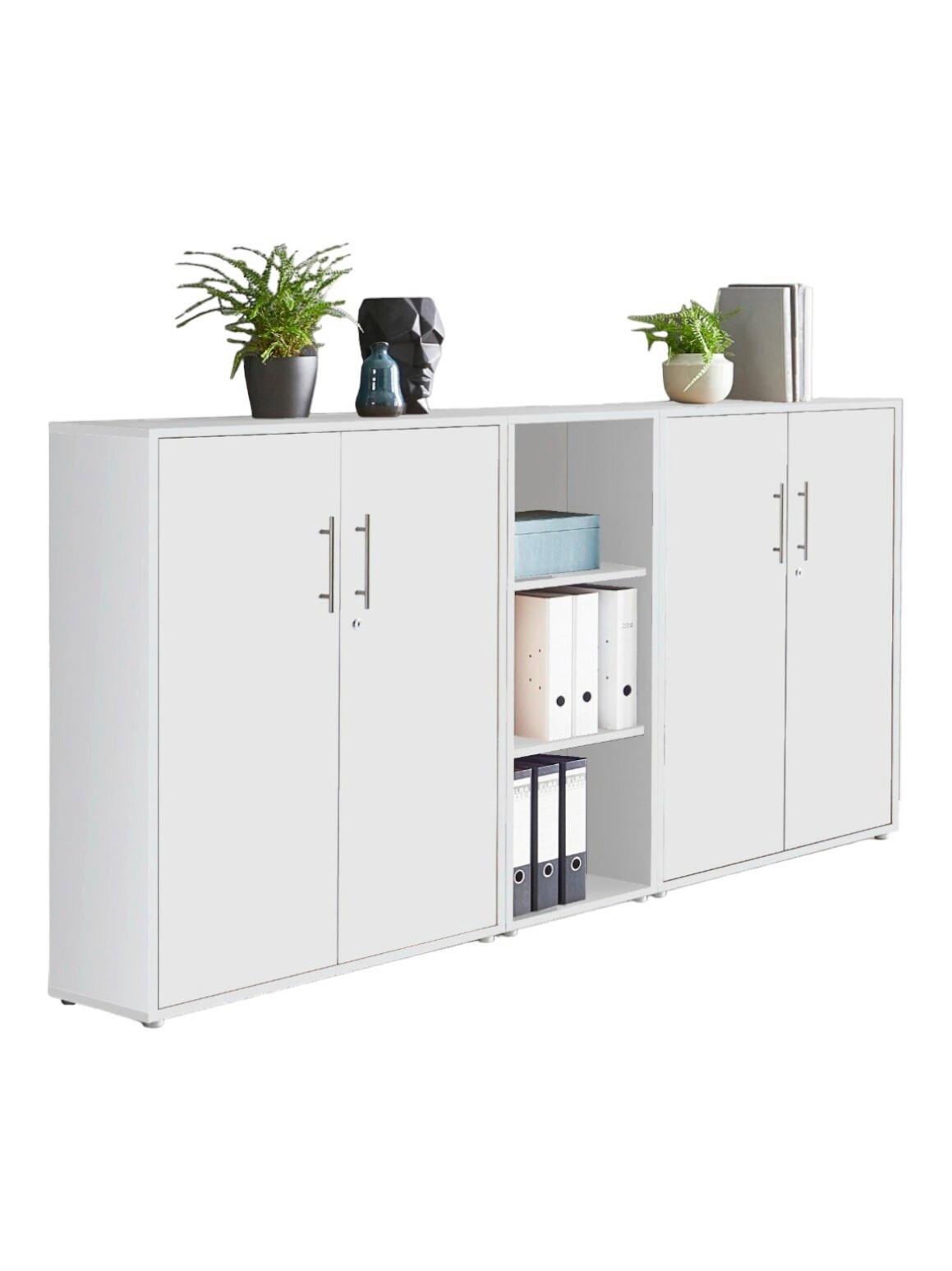 Office Edition B: 213 cm Weiß - Weiß, MODERN, Holzwerkstoff (213/114/33cm) - MID.YOU