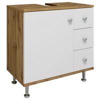 Waschbeckenunterschrank Nilosi M - Honigeiche/Silberfarben, MODERN, Holzwerkstoff (60/61/33cm) - MID.YOU